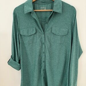 Eddie Bauer Women's Teal Button-Down Shirt